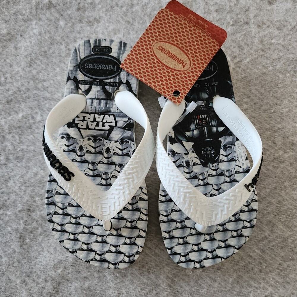 Havaianas White Star Wars Flip Flops Boys 23/24 US 6.5/7.5 Sandals Thong
